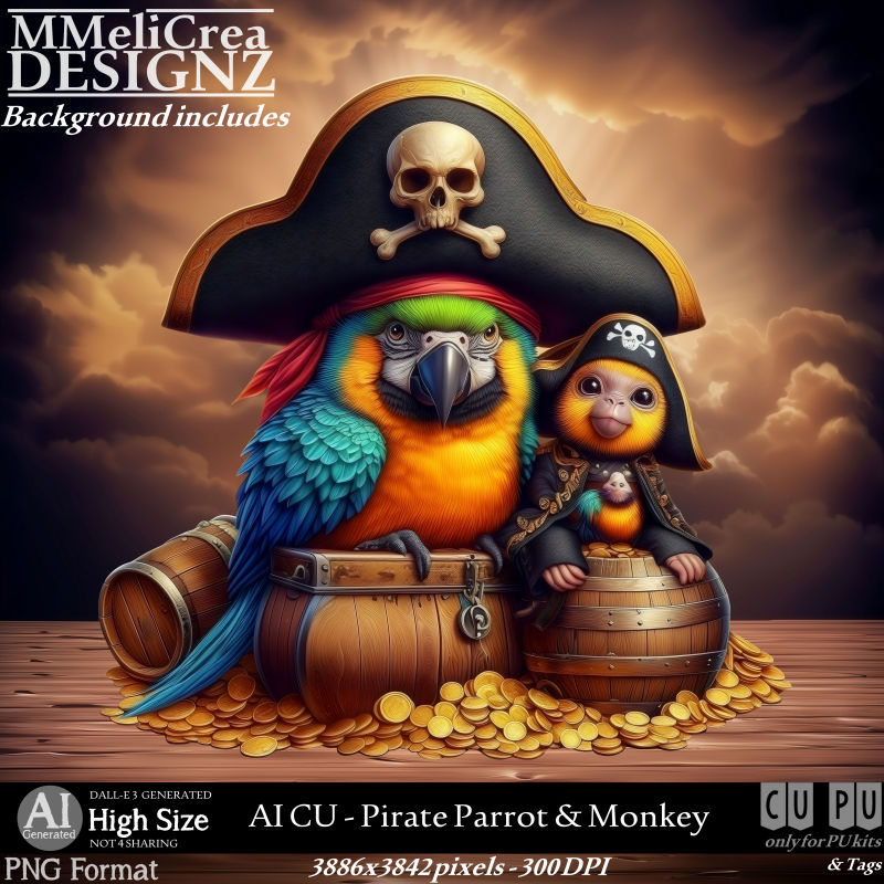 (image for) AI - CU Pirate Parrot & Monkey (CU4PU/PNG)
